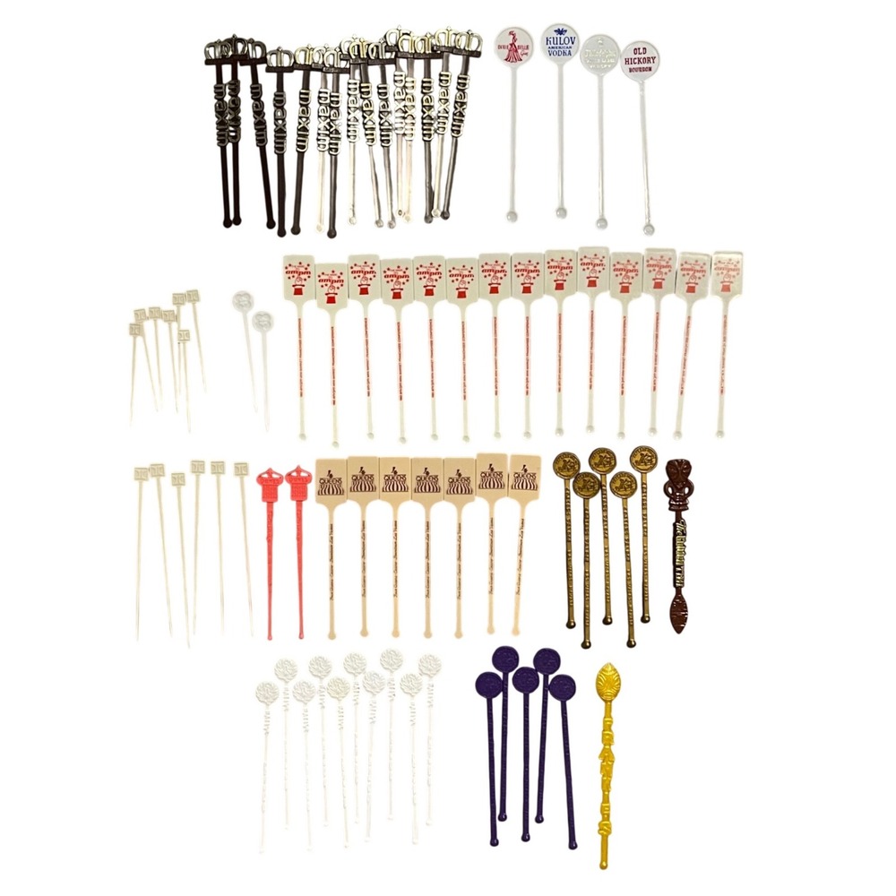 75 Vintage Las Vegas Casino Cocktail Swizzle‎ Sticks Stirrers Caesars Maxim Tiki